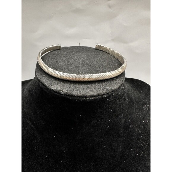 Vintage 925 Sterling Silver Diagonal Pattern Cuff Bracelet Jewelry Stamped - Picture 1 of 8